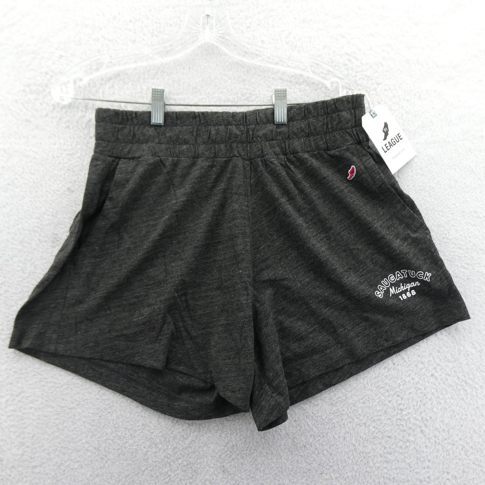 League Shorts‎ Womens Medium Saugatuck Michigan Charcoal Heather Grey Recycled